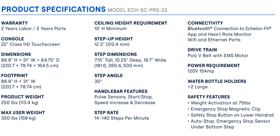 Echelon Summit Pro Stair Climber – 22” Touchscreen | Pre-Order Now (Ships in 12–16 Weeks)