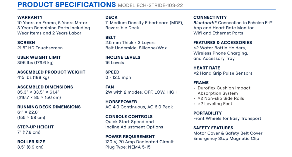 Echelon Stride-10s Pro Treadmill – 22” Touchscreen | Pre-Order Now (Limited Stock, Ships in 12–16 Weeks)