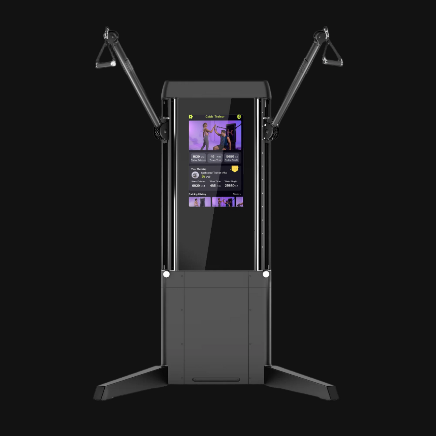 Fitness machine with digital display on a white background